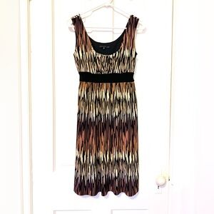 Tiana B. Sleeveless Empire Waist Scoop Neck Vertical Abstract Print Mini Dress S